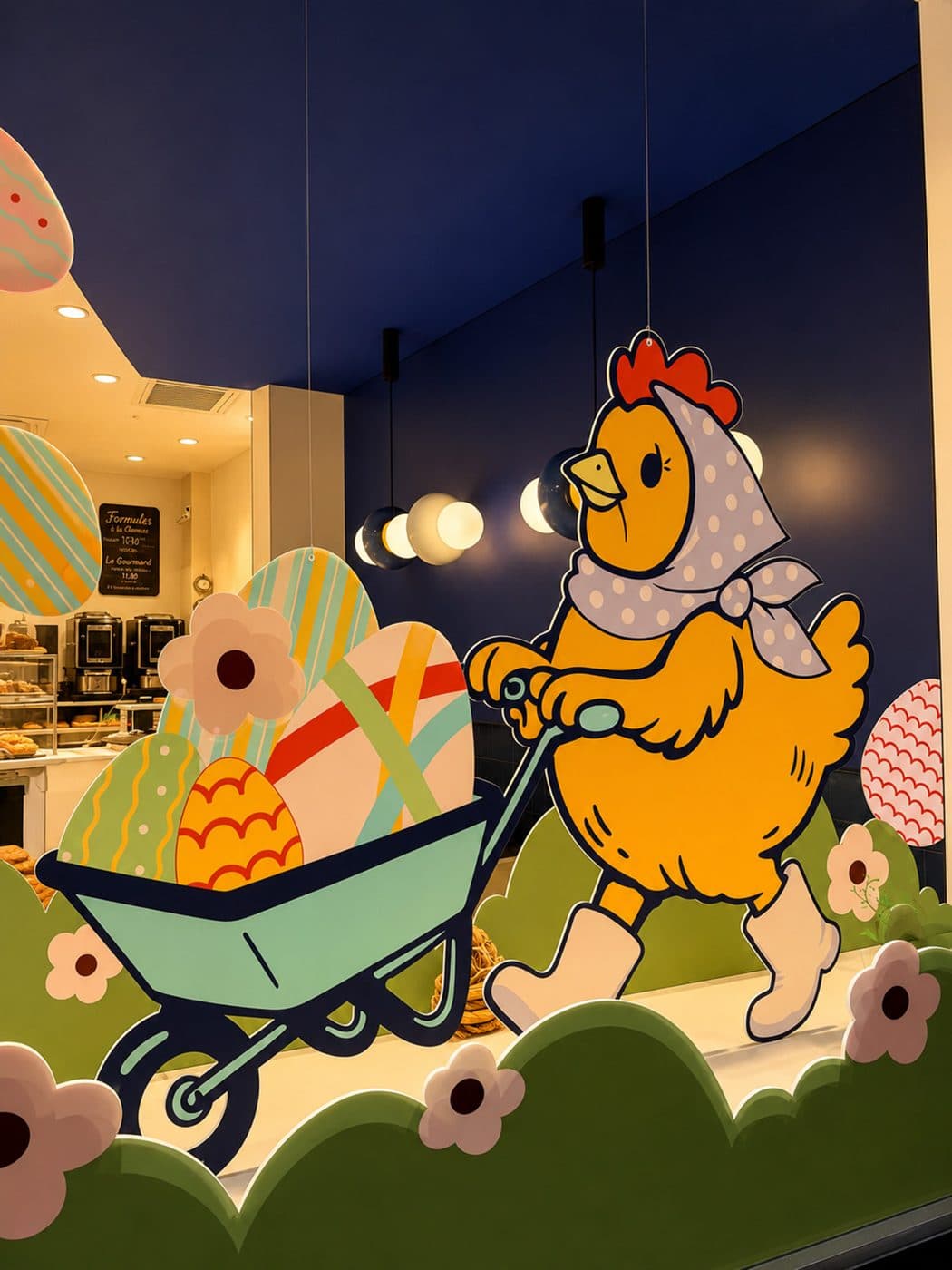 Vitrine de Pâques de la boulangerie Chez Flo